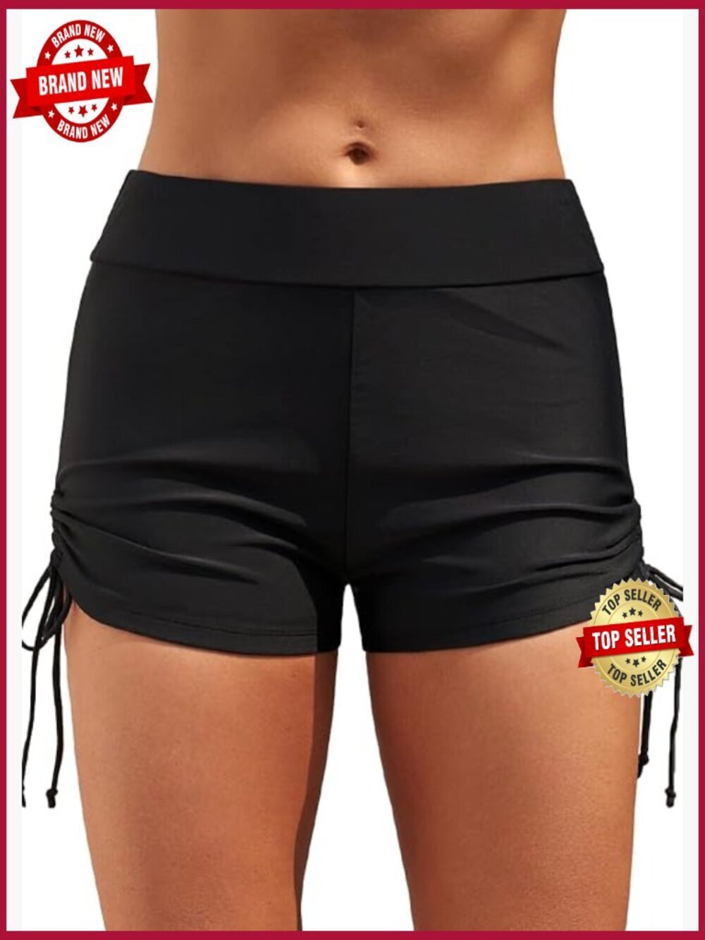Mid Waisted Tie Side Swim Shorts Board Shorts Swimsuit Bottom